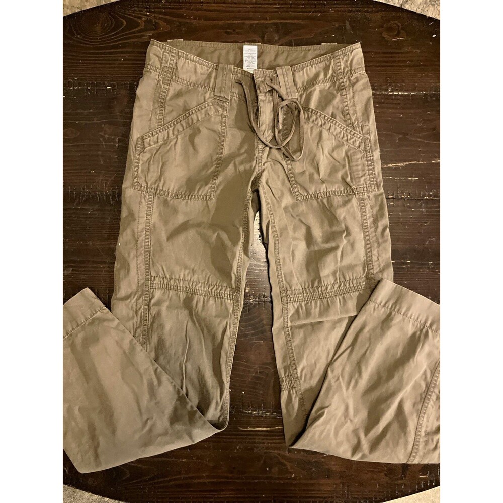 GAP Women's Brown Cargo Pants Twill Cotton Straight Leg Pockets Mid Rise Sz 2